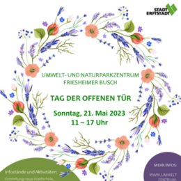 Plakat zum Tag der offenen Tür im Umweltzentrum in Friesheim am 21. Mai 2023