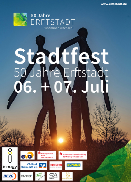 50 Jahre Stadt Erftstadt / Plakat Stadtfest mit Sponsoren