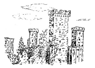 Gezeichnetes Bild von der Burg in Lechenich