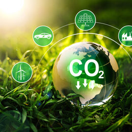 Nachhaltige Entwicklung und grüne Wirtschaft auf der Grundlage erneuerbarer Energien. Konzept zur Verringerung der CO2-Emissionen. Grüne Unternehmen, die auf erneuerbaren Energien basieren, können den Klimawandel und die globale Erwärmung begrenzen.