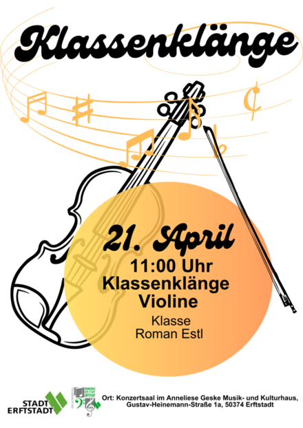Plakat zu den Klassenklängen Violine der Musikschule Erftstadt