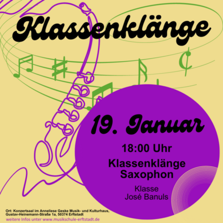 Plakat zum Klassenklänge-Konzert Saxophon